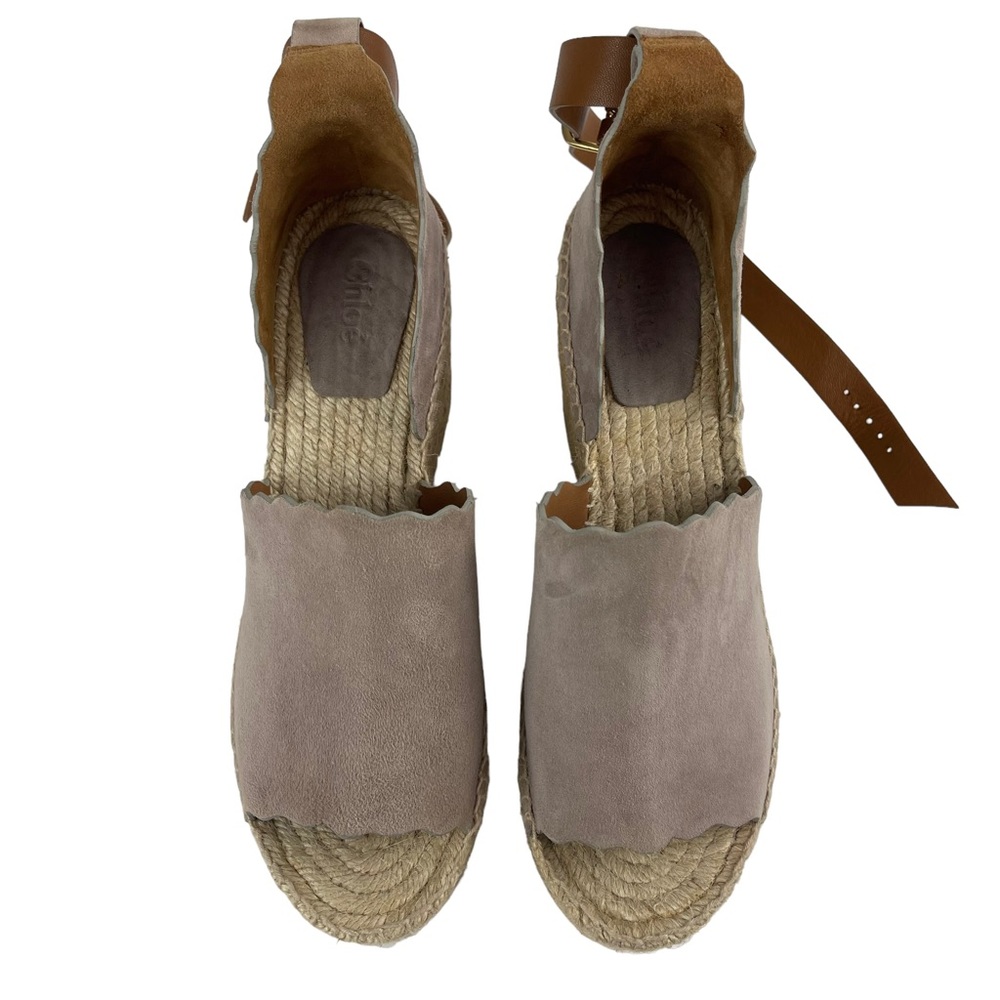 Chloe Lauren Scalloped Suede Platform Wedge Espadrilles Size 41 (US 9.5) - Picture 4 of 11